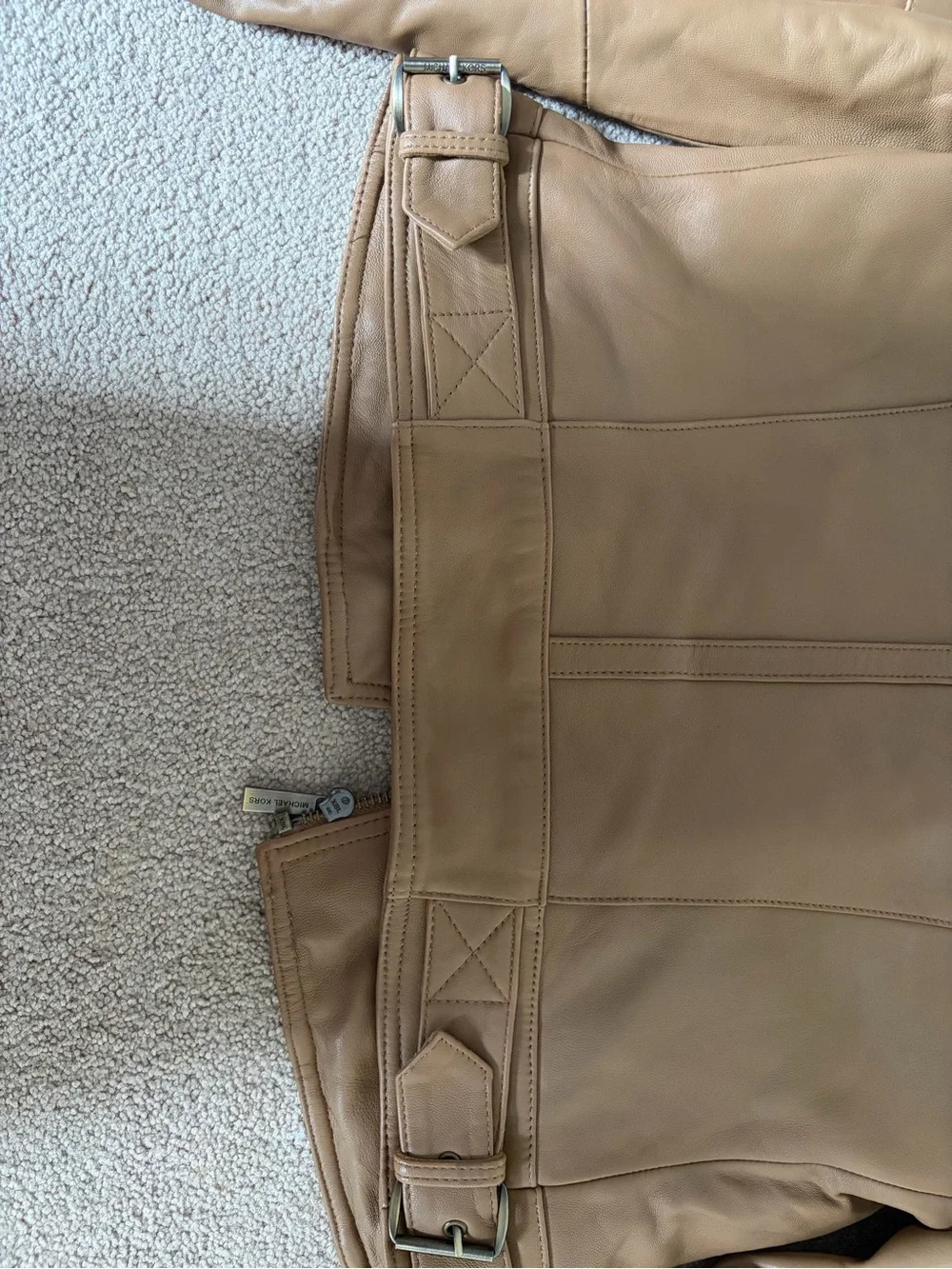 Michael Kors Caramel Brown Leather Moto Jacket